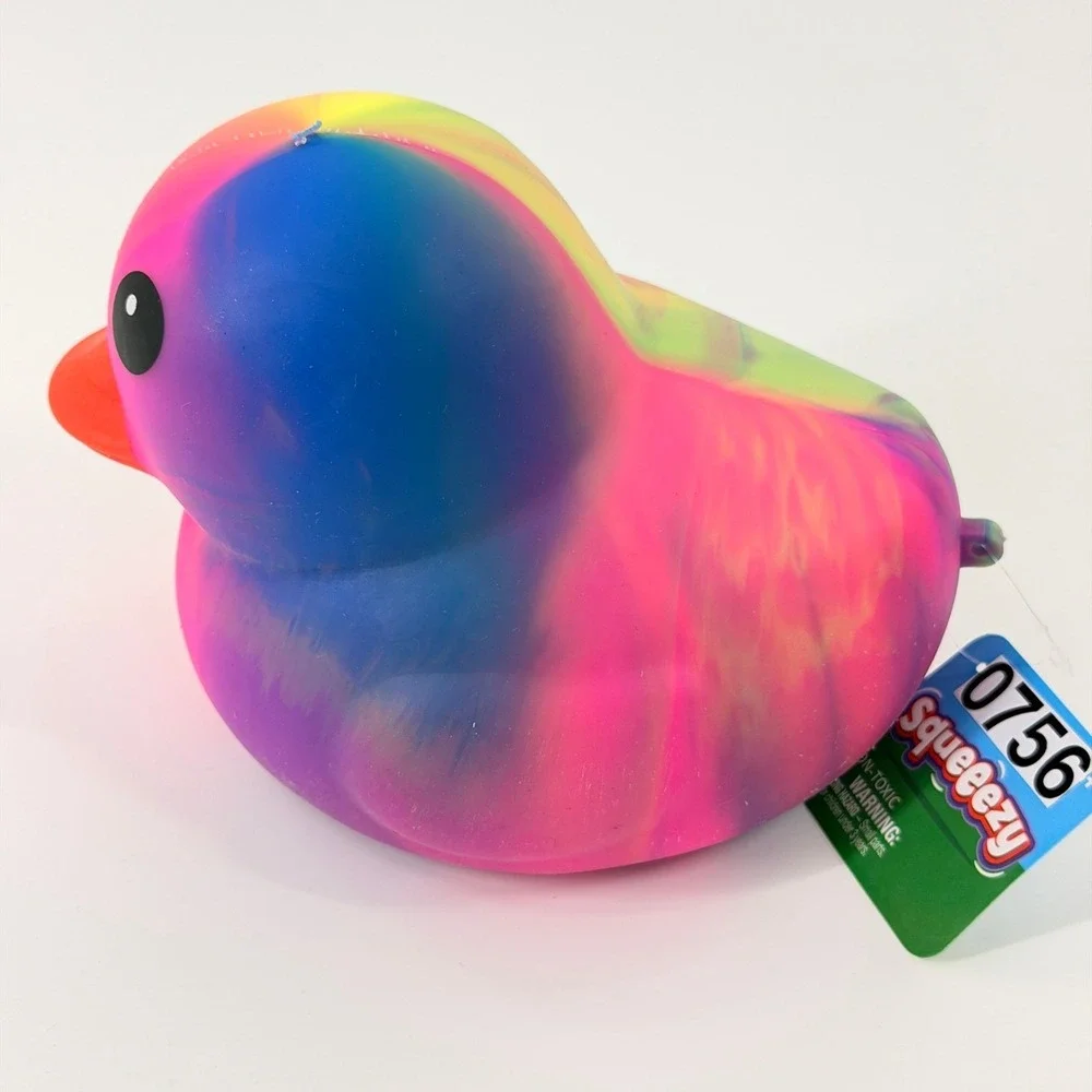 Toymendous Squeeezy Rubber Duck Kids‎ OS Pink Blue Yellow Marble Sensory Toy NWT